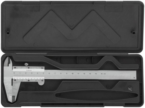 Штангенциркуль металлический хромированный 150 мм/ 0,02 мм (пластиковый кейс) | код 19840 | КУРС фото 6