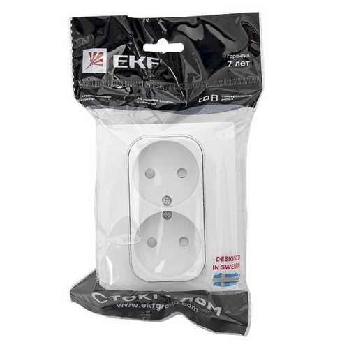 Стокгольм Розетка 2-местная б/з 10А белая с защ, штор, PROxima | код EXR10-102-10 | EKF фото 4 Стокгольм Розетка 2-местная б/з 10А белая с защ, штор, PROxima | код EXR10-102-10 | EKF фото 4