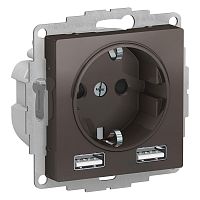 ATLASDESIGN РОЗЕТКА 16А c 2 USB A+A, 5В/2,4А, 2х5В/1,2А, механизм, МОККО | код ATN000630 | Systeme Electric