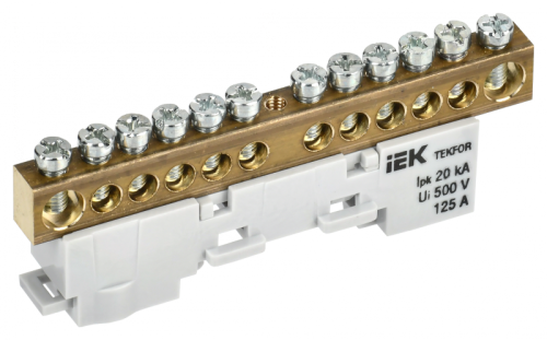 TEKFOR Шина N ноль неизолированная на универсальном держателе 8х12-14-С IEK | код TF-NN20-14-DL-K07 | IEK