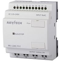 Программируемый логический контроллер PR-12AC-R-E, 110_240VAC, 8DI, 4RO, RTC, RS232, нерасширяемый | код PR-12AC-R-E | Rievtech