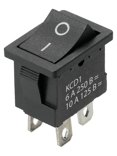 KCD1-201 250В AC/DC, 2P, 6А, (4с), ON-OFF, черный, Mini TDM | код SQ0746-0140 | TDM