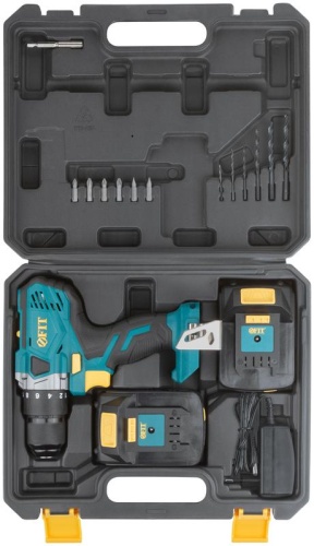 Дрель-Шуруповерт аккумуляторная 20 В, 0-400/1400 об/мин, 40 Нм, 2, Li-Ion 2,0 Ач, 1,25 ч., резиновая накладка, кейс | код 79901 | FIT фото 10