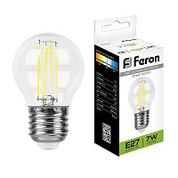 Лампа светодиодная LED 7вт Е27 белый шар FILAMENT | код 25877 | Feron