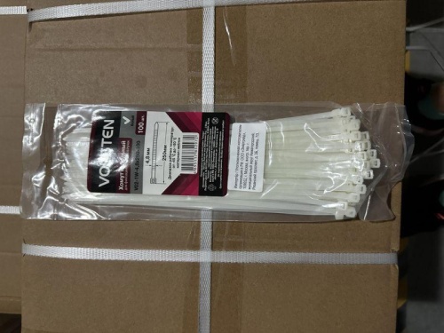 Хомут кабельный V02-1W-4.8х250-100 4.8х250 нейл. бел. (уп.100шт) Volsten 9508 фото 4