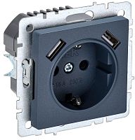 Розетка BRITE РЮш10-1-БрМ 16А с USB A+A 2.1А с заземл. защ. шторки маренго | код BR-R14-16-U21-D21-K35 | IEK