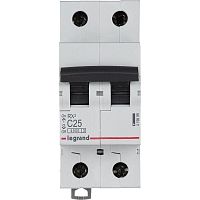 Выключатель автоматический двухполюсный RX3 4500 25А C 4,5кА | код. 419699 | Legrand 