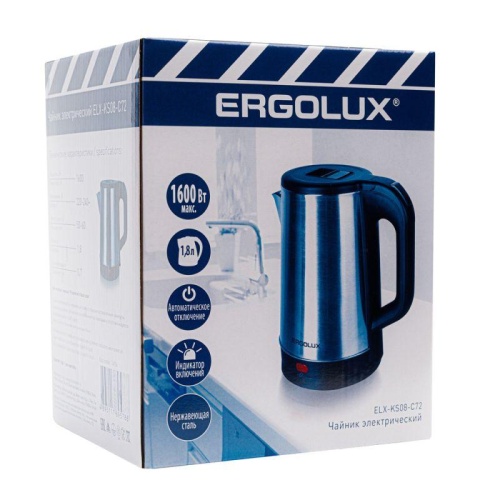 Чайник ELX-KS08-C72 ПРОМО нерж. сталь 1.8л 220-240В 1600Вт Ergolux матов./черн. 14924