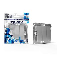 Выключатель 3-кл. СП Pixel 10А IP20 механизм алюм. | код TKE-PX-V3-C03 | TOKOV ELECTRIC