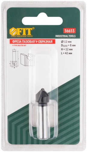 Фреза пазовая V-образная DхHхL=12х12х42мм FIT 36653 фото 3