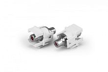 Вставка формата Keystone Jack с проходным адаптером RCA (красный) D type ROHS белая, Hyperline KJ1-RCA/RD-D-WH | код 246973 | Hyperline