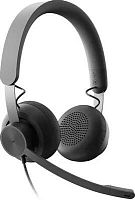 Наушники с микрофоном Logitech Zone Wired UC черный матовый 1.9м накладные USB оголовье (981-000875) | код 1882551 | Logitech