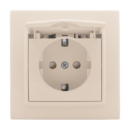 Розетка 1-местная СП с/з Минск с крышкой 16А бежевая с защ, штор, | код ERR16-029-200 | EKF Розетка 1-местная СП с/з Минск с крышкой 16А бежевая с защ, штор, | код ERR16-029-200 | EKF