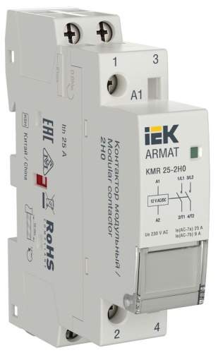 ARMAT Контактор модульный KMR 25А 12В AC/DC 2НО IEK | код AR-KMR20-025-20-012 | IEK ARMAT Контактор модульный KMR 25А 12В AC/DC 2НО IEK | код AR-KMR20-025-20-012 | IEK