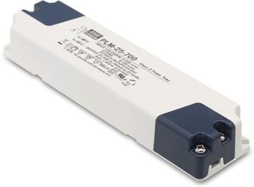 Источник питания AC-DC, 25.2Вт, ККМ, стабилизация тока, вход 110…295В AC, 47…63Гц /156…416В DC, выход 700мА/21…36В, изоляция 3750В AC, в кожухе 145х38х22мм, -30…+45С | код PLM-25-700 | MeanWell