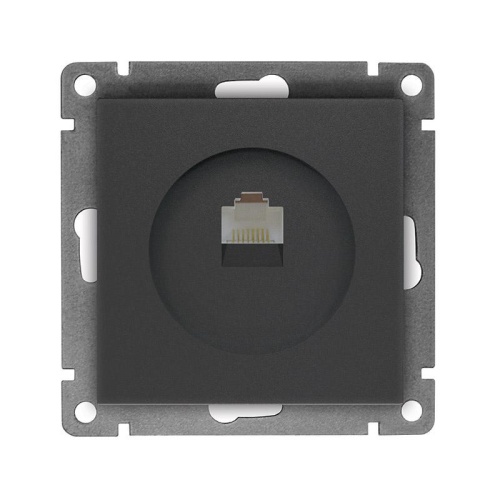 Розетка компьютерная 1-м СП Афина RJ45 кат.5E механизм графит | код A0051-Gr | Universal