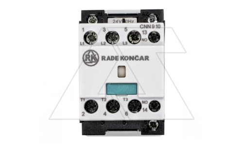 Контактор CNN 9 10 24V 50Hz, 3P, 9A/(25A по AC-1), 4.5kW(400VAC), 24VAC, 1NO | код EAC603143 | Rade Koncar