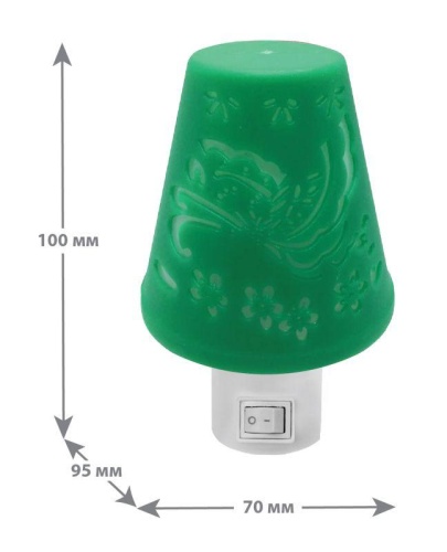 Светильник светодиодный NL-194 "Светильник зеленый" 220В ночник с выкл. Camelion 12910 фото 2