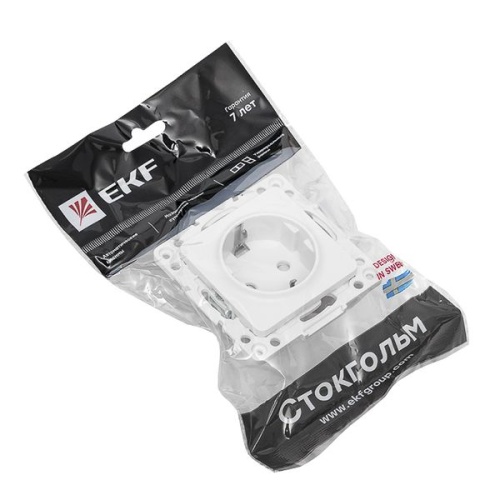 Стокгольм Механизм Розетки 1-местной с/з 16А белый с защ, штор, PROxima | код EYR16-028-10 | EKF фото 4