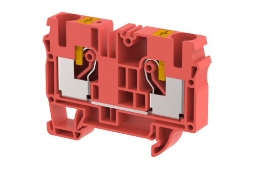 Клемма проходная PUSH-IN 10 мм2, на 2 подключения, красная PQ10-RED | код 3105010002 | Elmex