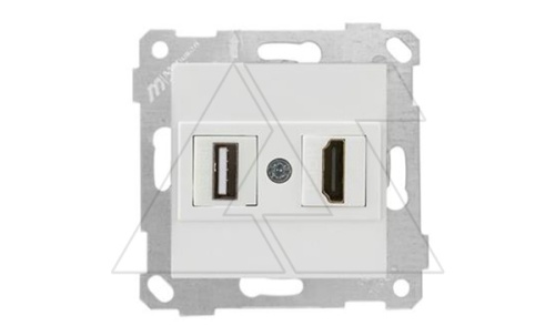 Rita - Розетка HDMI + USB Type A, для передачи данных, белая | код 2200-459-0101 | Mutlusan