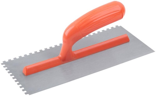 Гладилка стальная с пластиковой ручкой, 280х130 мм зубчатая, зуб 6х6 мм | код 5137 | FIT фото 2