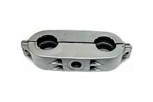 Крепление пластиковое для тр. 32 двойное с ухом | код TR32-2-YPTL6P | Мир хомутов