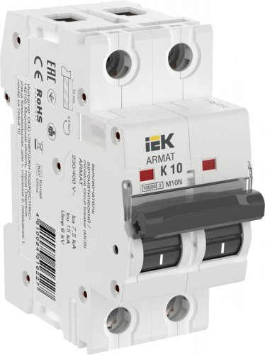 ARMAT Авт. выкл. M10N 2P K 10А IEK | код AR-M10N-2-K010 | IEK