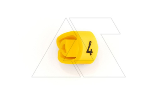 Маркер кольцевой RMS-04 59844-4, D кабеля 8-16mm, 16-70mm2, символ 4, PVC, желтый (упак. 100шт.) | код 4390220 | Cembre