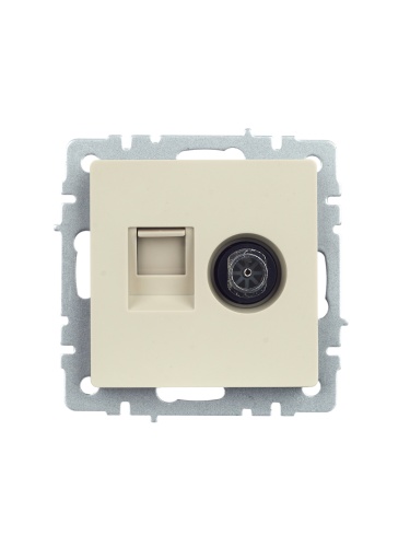 BRITE Розетка двойная TV+RJ45 кат.5E РТВ/РК12-БрКр бежевый | код BR-AK20-1-K10 | IEK фото 4