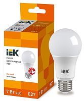 Лампа светодиодная ECO A60 шар 7Вт 230В 3000К E27 | код. LLE-A60-7-230-30-E27 | IEK