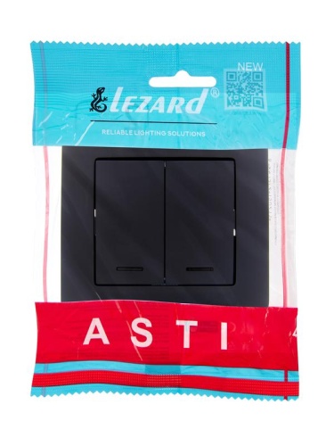 Выключатель 2-кл. 1п СП ASTI 10А IP20 с подсветкой в сборе черн. бархат LEZARD 7081-4242-112 фото 4