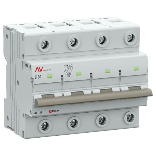 Выключатель автоматический AV-125 4P 80A (C) 10kA EKF AVERES | код mcb125-4-80C-av | EKF фото 2