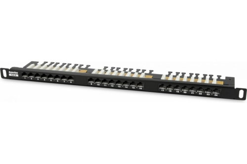 Патч-панель высокой плотности 19' 0.5U 24 порта RJ45 категория 5E Dual IDC | код 244076 | Hyperline
