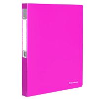 Папка на 2 кольцах BRAUBERG Neon, 25 мм, внутренний карман, неоновая розовая, до 170 листов, 0,7 мм, 227458 | код 227458 | BRAUBERG