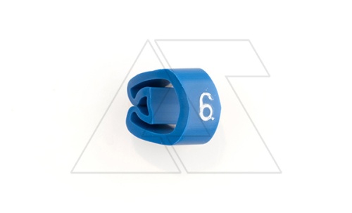 Маркер кольцевой RMS-01 59546-6, D кабеля 1,3-3mm, 0,35-1mm2, символ 6, PVC, синий (упак. 1000шт.) | код 4367124 | Cembre