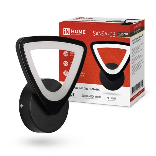 Светильник светодиодный ELEGANT SANSAR-B 15Вт 230В 3000-6500К 1050лм STEP COLOR черн. | код 4690612043203 | IN HOME