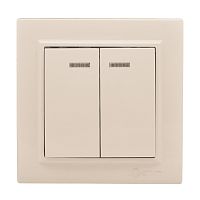 Выключатель 2-кл, СП, Минск, с индикатором 10А, бежевый | код ERV10-123-20 | EKF