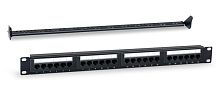 Патч-панель 19дюйм 1U кат.5E 24 порта RJ45 Dual IDC WR-PL-24-C5E-D с задним кабельным организатором черн. | код 505208 | WRline