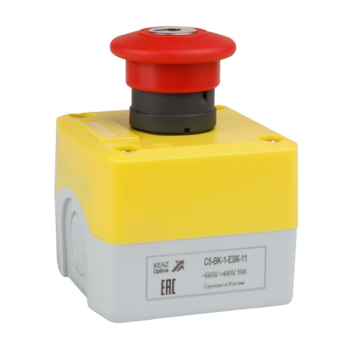 Пост кноп авар стоп OptiSignal D22 C5-BK-1-ESK-11 1НО+1НЗ с ключом XALK188E | код 338524 | КЭАЗ
