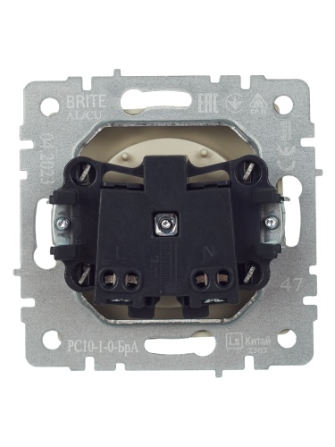 BRITE Розетка 1-местная без заземления без защитных шторок 10А РС10-1-0-БрА алюминий | код BR-R10-10-K47 | IEK фото 4