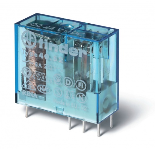 Миниатюрное универсальное электромеханическое реле, монтаж на печатную плату или в розетку, выводы с шагом 5мм, 2CO 8A, контакты AgNi, катушка 5В DC, влагозащита RTIII | код 405290050001 | FINDER Миниатюрное универсальное электромеханическое реле, монтаж на печатную плату или в розетку, выводы с шагом 5мм, 2CO 8A, контакты AgNi, катушка 5В DC, влагозащита RTIII | код 405290050001 | FINDER