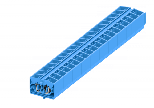 254344 Клемма TB 2-2 проходная фронт. подключение с защелк.ножками, сеч. 2.5мм2, син., шт | код 254344 | SUPU