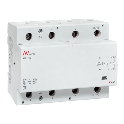 Контактор модульный КМ 125А 4NO 230VAC (6 мод.) AVERES EKF | код km-av-6-125-40-230V | EKF