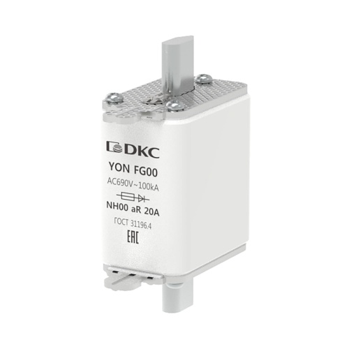 Предохранитель YON ножевого типа FG00 20А 690V характеристика aR | код 1FG00-0020-690V-AR | DKC