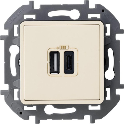 Зарядное устройство с двумя USB разьемами A C 240В/5В 3000мА INSPIRIA слоновая кость | код 673761 | Legrand