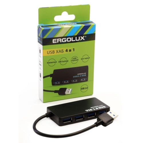 Разветвитель USB ELX-SLP01-C02 4USB 2А коробка черн. ERGOLUX | код 15109 | Ergolux