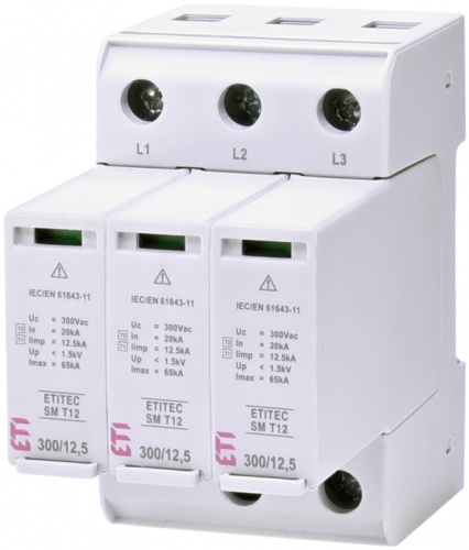Ограничитель перенапряжения ETITEC SM T12 300/12,5 (3+0, 3p, TNC) | код 002440544 | ETI