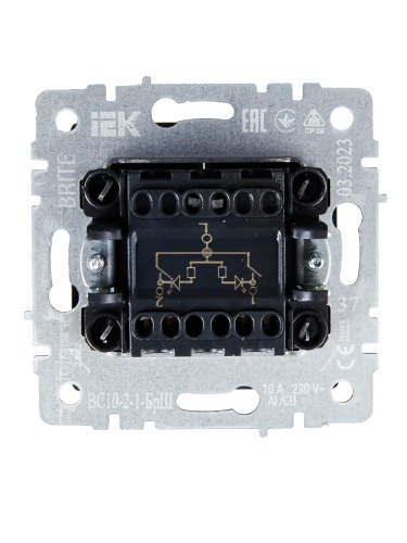 BRITE Выключатель 2-клавишный с индикацией 10А ВС10-2-1-БрШ шампань | код BR-V20-1-10-K37 | IEK фото 4