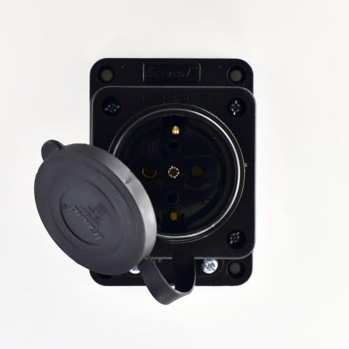 Розетка прямая 1х2Р+РЕ 1х16А 220v (каучук) (106-0400-0103/103)